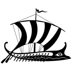 Ancient,Greek,Trireme.,Black,And,White,Illustration