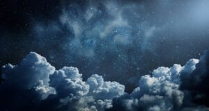 Starry,Night,Sky,With,Clouds..,Panorama
